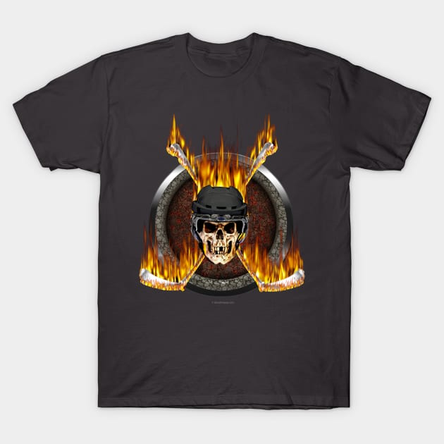 Burning Hockey Sticks T-Shirt by eBrushDesign